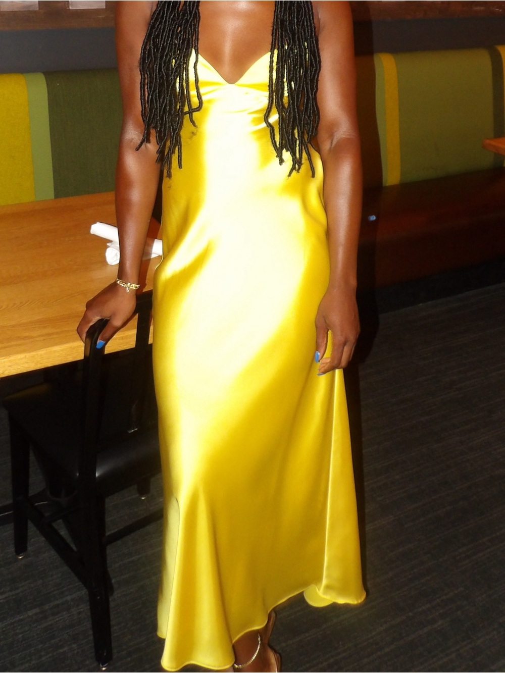 ZARA Yellow Satin Slip Dress